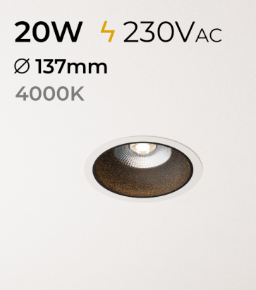 Faretto Tondo da incasso 20W - Colore Nero - 4000K