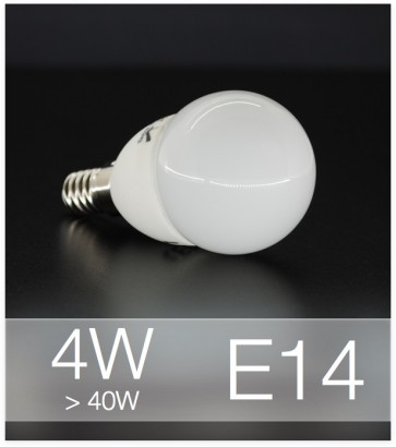 Lampadina LED  E14 4W Globo con base in ceramica - Bianco NATURALE