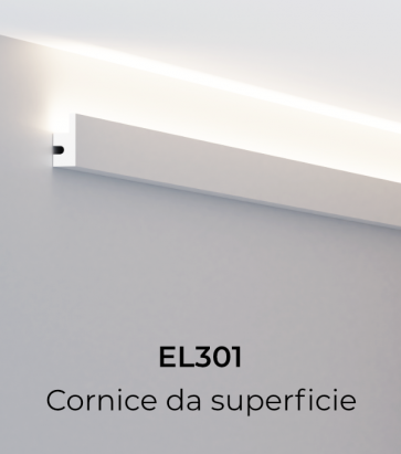 Cornice per LED da Superficie ELENI LIGHTING EL301 LARGE  - Profilo Piano con Luce Unidirezionale per Soffitto o Parete
