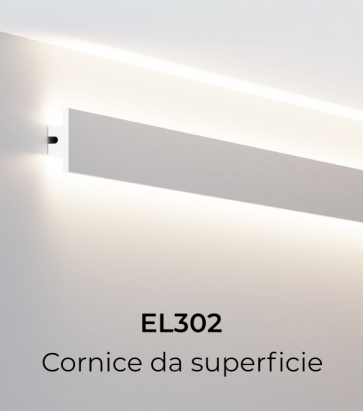 Cornice per LED da Superficie ELENI LIGHTING EL302 LARGE - Veletta a Doppio Taglio di Luce Diffusa in Superficie a Parete