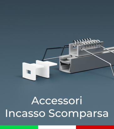 Accessori per Profilo in Alluminio da Incasso a Scomparsa - Clip a molla, Tappi e Accoppiatori