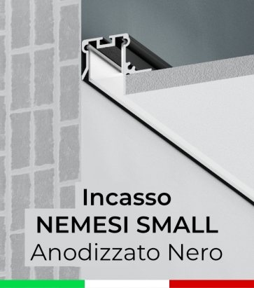 Profilo in Alluminio da Incasso nel cartongesso "Nemesi Small" - Ossidato Nero 