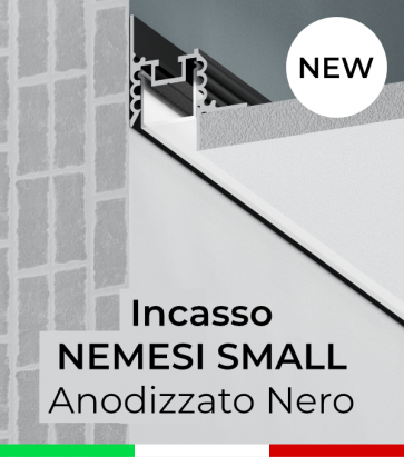 Profilo in Alluminio da Incasso nel cartongesso "Nemesi Small NEW" - Ossidato Nero 