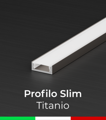 Profilo Piatto in Alluminio SLIM per Strisce LED - Ossidato TITANIO