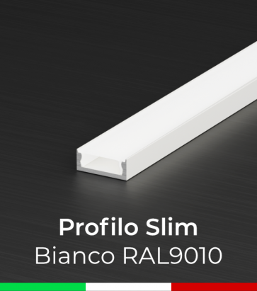 Profilo Piatto in Alluminio SLIM per Strisce LED - Verniciato Bianco 