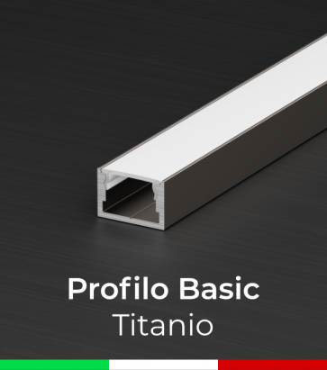 Profilo in Alluminio "Basic" Lineare per Strisce LED - Ossidato TITANIO 