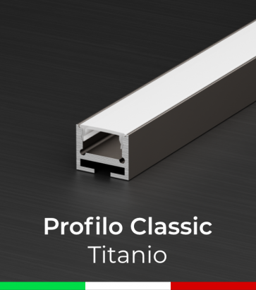 Profilo in Alluminio Piatto Design Classic per Strisce LED - Ossidato TITANIO