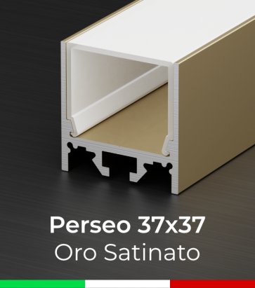 Profilo Piatto in Alluminio "Perseo" 37x37mm per Strisce LED - Oro Satinato 
