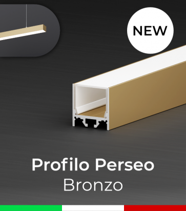 Profilo in Alluminio da Sospensione "Perseo" 37x37mm per Strisce LED - Bronzo