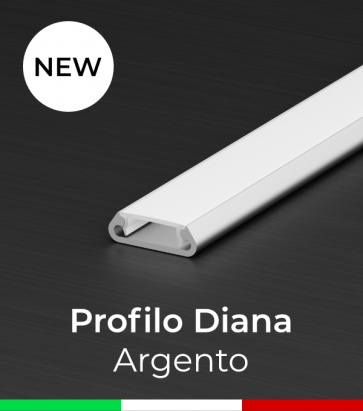 Profilo in Alluminio piatto "Diana" per Strisce LED - Anodizzato Argento