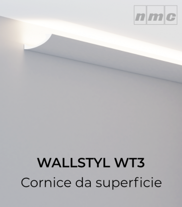 Cornice NMC WALLSTYL WT3 in Polistirene per Illuminazione LED - 2 Metri - SU ORDINAZIONE