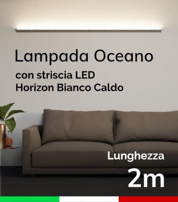 SUPER OFFERTA: Lampada LED da Parete Oceano - Anodizzato Argento - 200cm - Striscia LED HORIZON 3000K