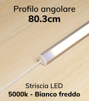 SUPER OFFERTA: Barra LED completa - Profilo Angolare  Anodizzato Argento - Bianco Freddo 5000K - 80,3cm 