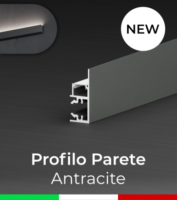 Profilo in Alluminio "Parete" per Strisce LED - Verniciato Antracite