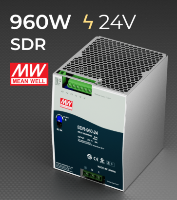 Alimentatore Meanwell SDR-960-24 Industriale Output Singolo - 960W - Barra DIN