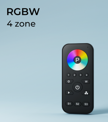 Controller RGBW Touch Programmabile con Telecomando PRO a 4 Zone + Centraline