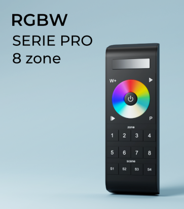 Controller RGBW Touch Programmabile con Telecomando Slider e Ruota a 8 Zone - Con Centraline