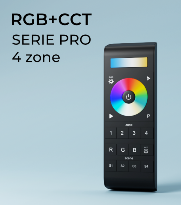 Controller RGB+CCT Touch Programmabile con Telecomando Slider e Ruota a 4 Zone + Centraline