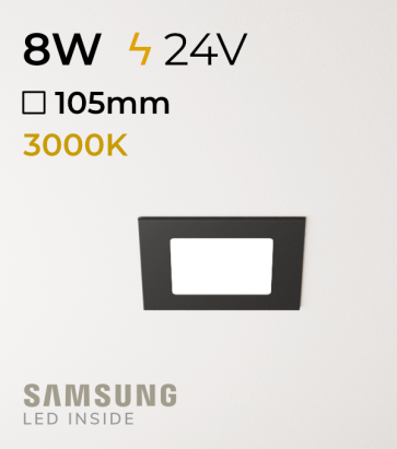 Faretto da Incasso Quadrato Slim Nero 8W BIANCO CALDO - Downlight - LED Samsung