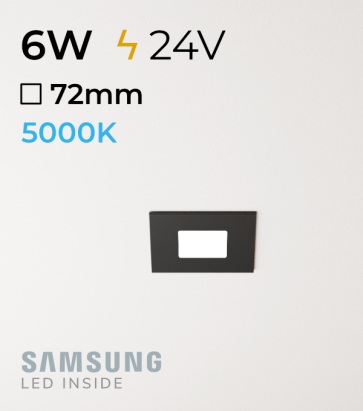 Faretto da Incasso Quadrato Slim Nero 6W BIANCO FREDDO - Downlight - LED Samsung