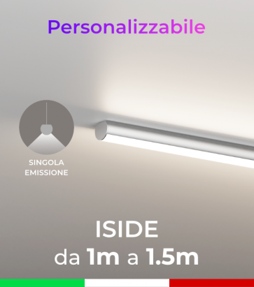 Lampada LED ISIDE - Singola Emissione di Luce -  Da 100cm a 150cm - Personalizzabile - Dimmerabile