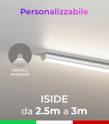 Lampada LED ISIDE - Singola Emissione di Luce -  Da 250cm a 300cm - Personalizzabile - Dimmerabile