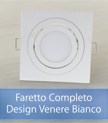 Faretto completo Bianco con PCB SAMSUNG 9W - Design VENERE - Dimmerabile - Made In Italy