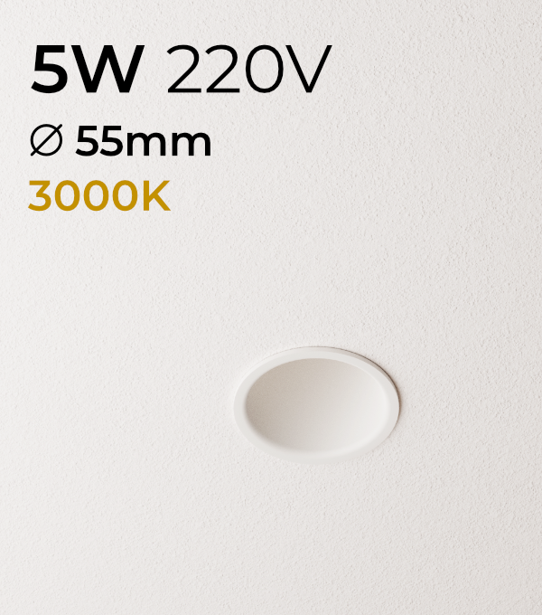 Faretto LED da Incasso recesso - 5W - Bianco Caldo