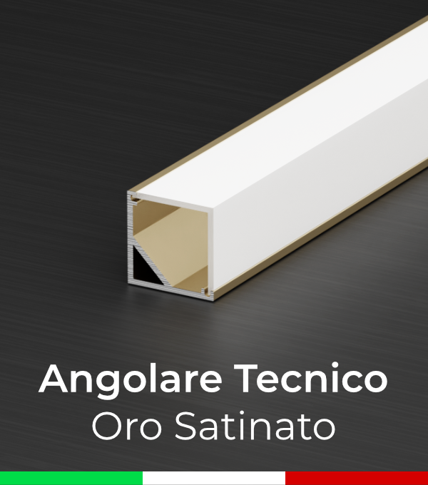 Profilo Angolare Quadrato in Alluminio per Strisce LED - Oro Satinato