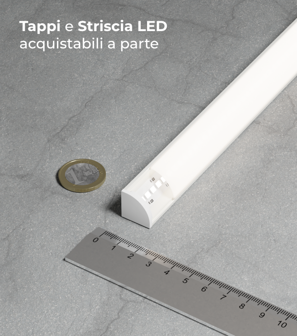 Profilo Alluminio Angolare Per Strisce Strip LED Barra Rigida Copertura Opaco 58267533 - Foto 10