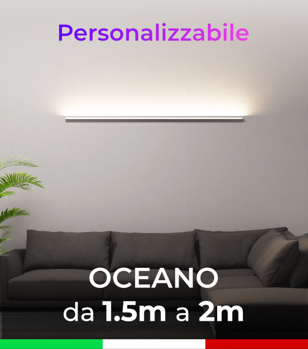 Lampada LED da parete Oceano - Da 150cm a 200cm - Personalizzabile -  Dimmerabile