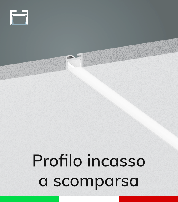 Profilo In Alluminio Da Incasso Nel Cartongesso Per Strisce Led Ossidato Argento