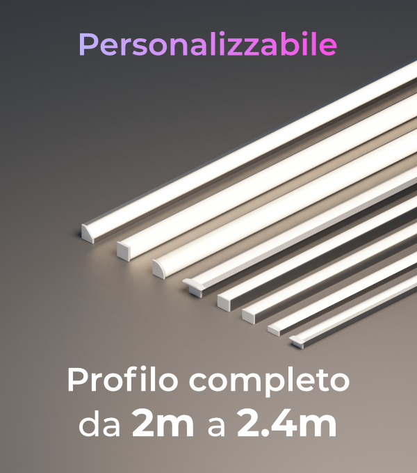 Profilo 240cm con Striscia LED e Dimmer Touch da Profilo - COMPLETAMENTE  PERSONALIZZABILE
