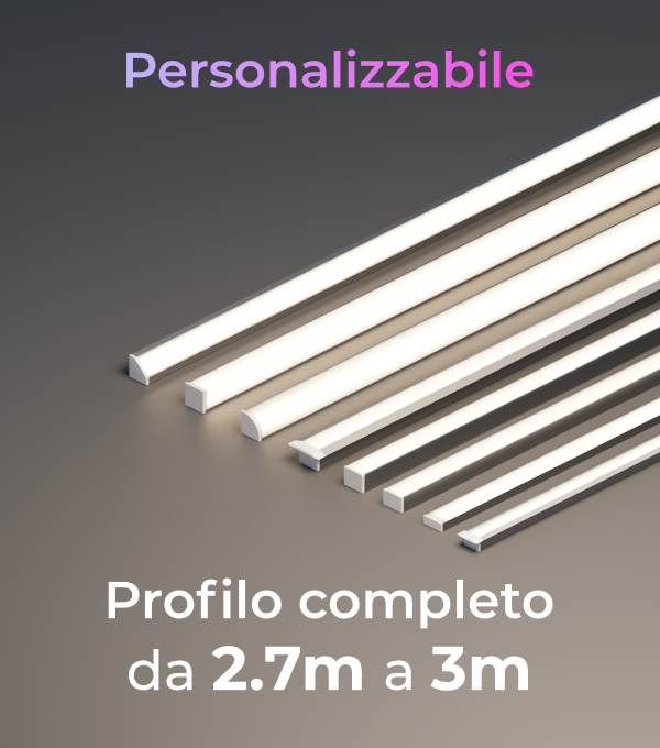 Profilo 300cm con Striscia LED e Dimmer Touch da Profilo - COMPLETAMENTE  PERSONALIZZABILE
