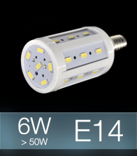Lampadina LED CORN 6W E14 (60W) -  Bianco Freddo
