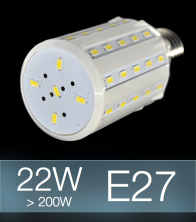 Lampadina LED CORN 22W E27 (200W) -  Bianco FREDDO