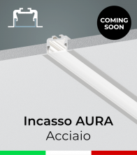 Profilo in Alluminio da Incasso "Aura" per Strisce LED - Acciaio Lucido