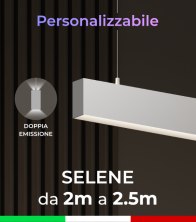 Lampada LED da Sospensione Selene - Doppia Emissione di Luce - Da 200cm a 250cm - Personalizzabile - Dimmerabile