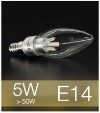 Lampadina LED  E14 4W Candela con base in ALLUMINIO - Bianco CALDO