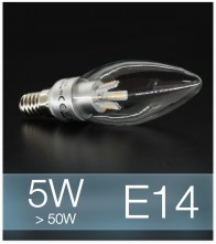 Lampadina LED  E14 4W Candela con base in ALLUMINIO - Bianco FREDDO