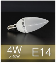 Lampadina LED  E14 4W Candela con base in ceramica - Bianco CALDO