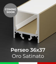 Profilo Piatto in Alluminio "Perseo" 36x37mm per Strisce LED - Oro Satinato 