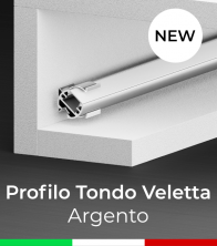 Profilo in Alluminio "Tondo Veletta" per Strisce LED - Anodizzato Argento