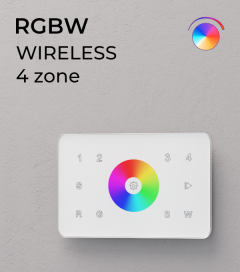 Controller RGBW Touch da Parete a 4 Zone Wireless - per strisce LED - Bianco o Nero