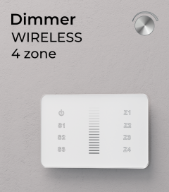 Dimmer Touch da Parete a 4 Zone Wireless - Per strisce LED - Bianco o Nero