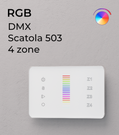 Controller RGB Slider Touch da Parete  a 4 Zone DMX - per strisce LED - Bianco o Nero