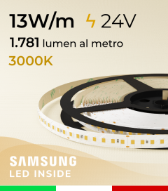 Striscia LED EASY - 13W/m - SMD2835 Samsung - 140 LED/m - Bianco Caldo - 3000K - IP20