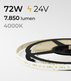 Striscia LED 2835 "ECO NEW" - 24V - 5 Metri - 72W -  140 LED/m SMD2835 - CRI90 - Bianco NATURALE 4000K