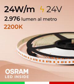 Striscia LED EASY - 24W/m - SMD2835 Osram - 160 LED/m - Luce Ambra - 2200K - IP20