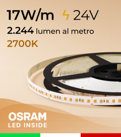 Striscia LED EASY - 17W/m - SMD2835 Osram - 160 LED/m - Luce Calda - 2700K - IP20